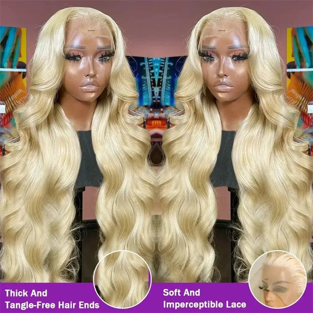 Platinum Blonde 613 HD Lace Human Hair Body Wave Wig