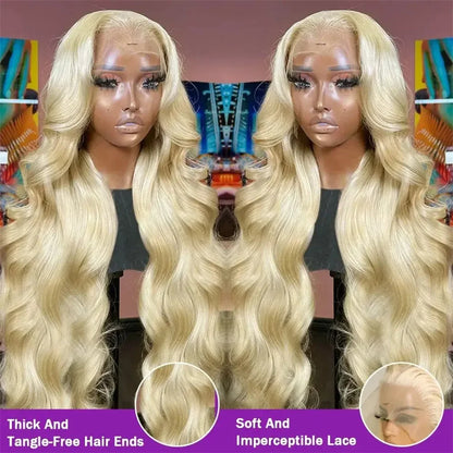 Platinum Blonde 613 HD Lace Human Hair Body Wave Wig