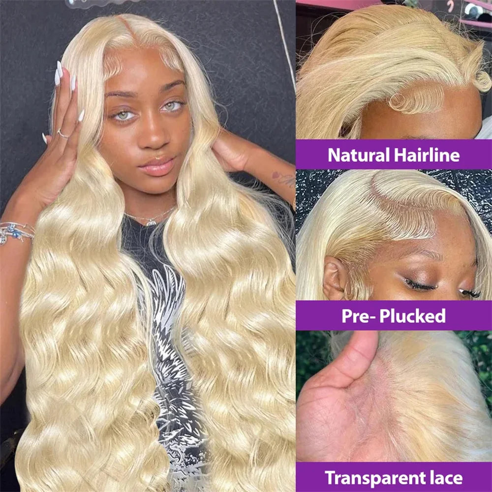 Platinum Blonde 613 HD Lace Human Hair Body Wave Wig