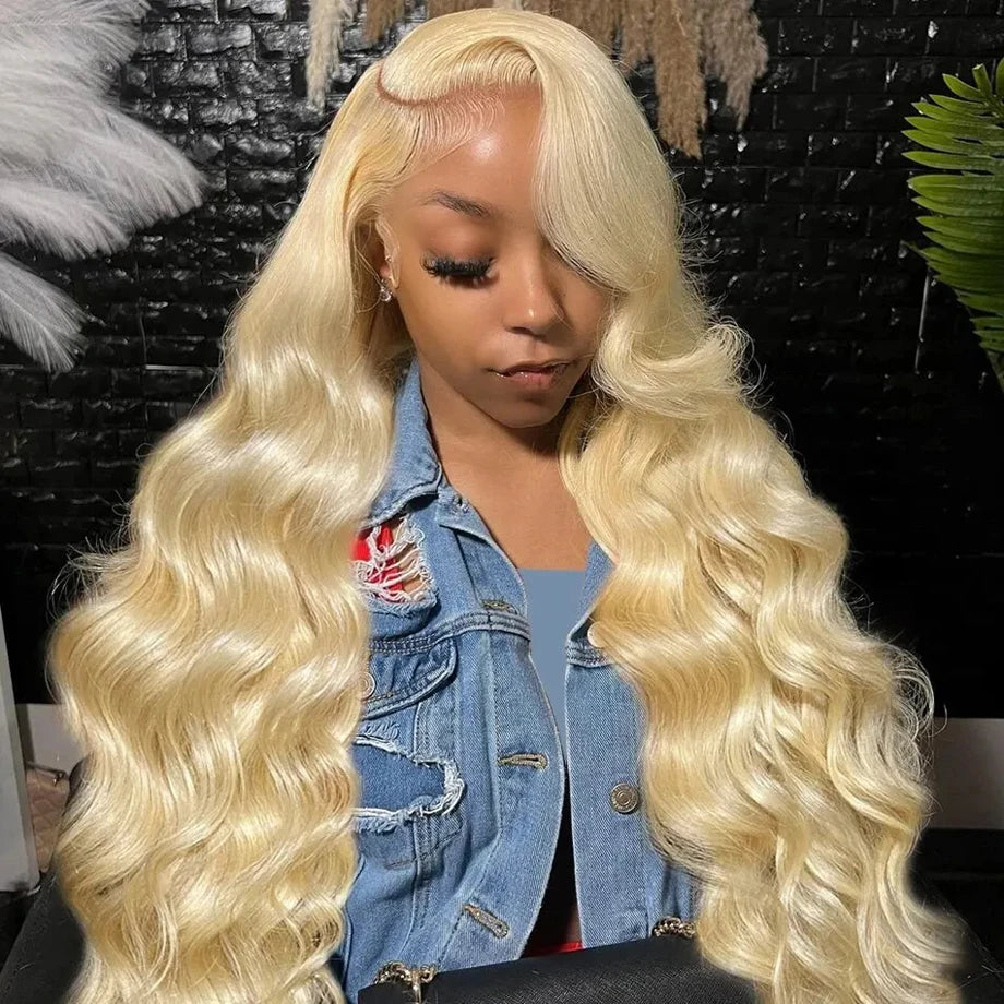 Platinum Blonde 613 HD Lace Human Hair Body Wave Wig